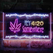 Marijuana It's 4:20 Somewhere Weed High Life Deluxe App-Enabled 3-Color LED Light Sign - LED Gift Works