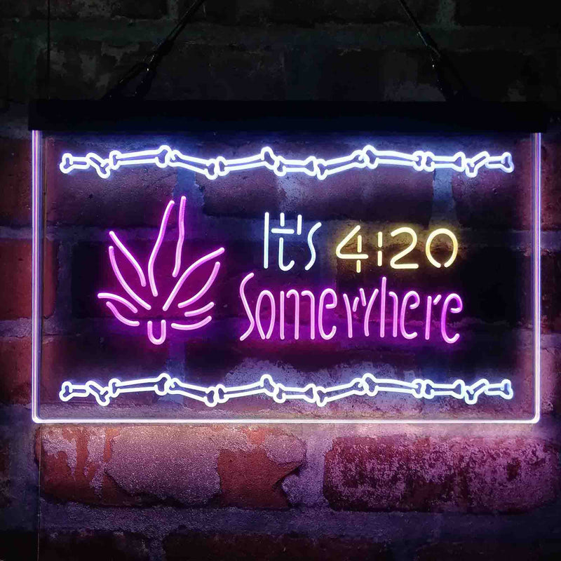 Marijuana It's 4:20 Somewhere Weed High Life Deluxe App-Enabled 3-Color LED Light Sign - LED Gift Works