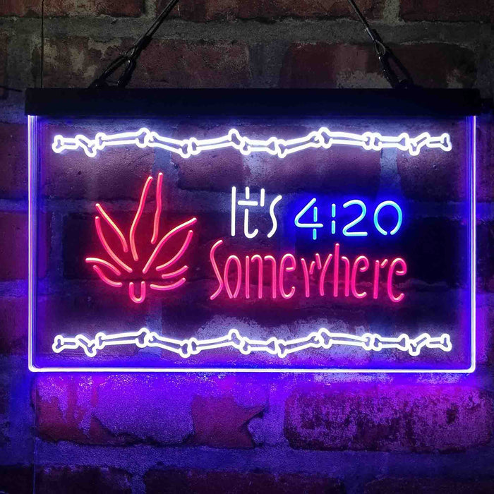 Marijuana It's 4:20 Somewhere Weed High Life Deluxe App-Enabled 3-Color LED Light Sign - Way Up Gifts