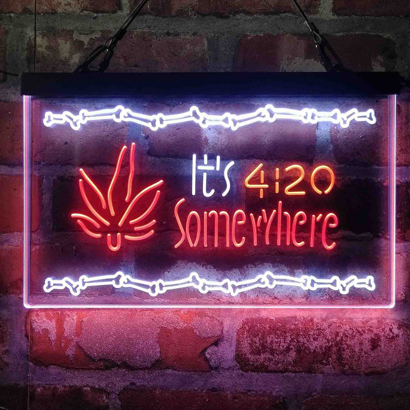Marijuana It's 4:20 Somewhere Weed High Life Deluxe App-Enabled 3-Color LED Light Sign - LED Gift Works