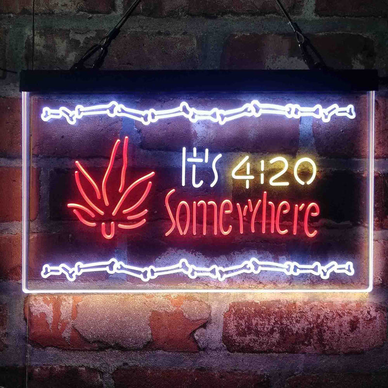 Marijuana It's 4:20 Somewhere Weed High Life Deluxe App-Enabled 3-Color LED Light Sign - LED Gift Works