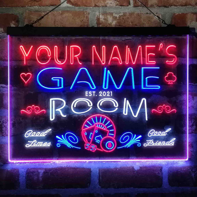 Personalized Game Room Deluxe App-Enabled 3-Color LED Light Sign - LED Gift Works