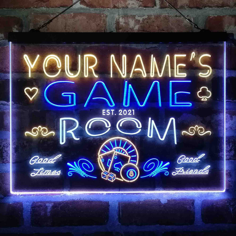 Personalized Game Room Deluxe App-Enabled 3-Color LED Light Sign - LED Gift Works