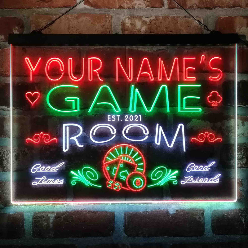Personalized Game Room Deluxe App-Enabled 3-Color LED Light Sign - LED Gift Works