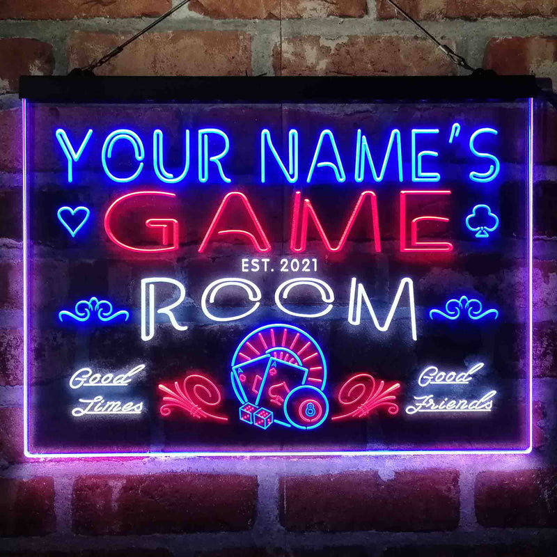 Personalized Game Room Deluxe App-Enabled 3-Color LED Light Sign - LED Gift Works