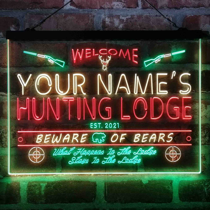 Personalized Hunting Lodge Deluxe App-Enabled 3-Color LED Light Sign - Way Up Gifts