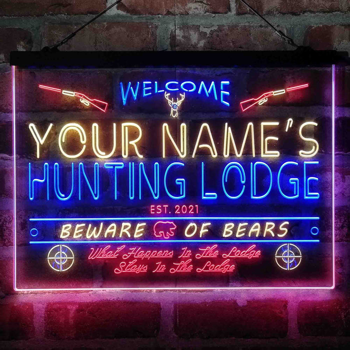 Personalized Hunting Lodge Deluxe App-Enabled 3-Color LED Light Sign - Way Up Gifts