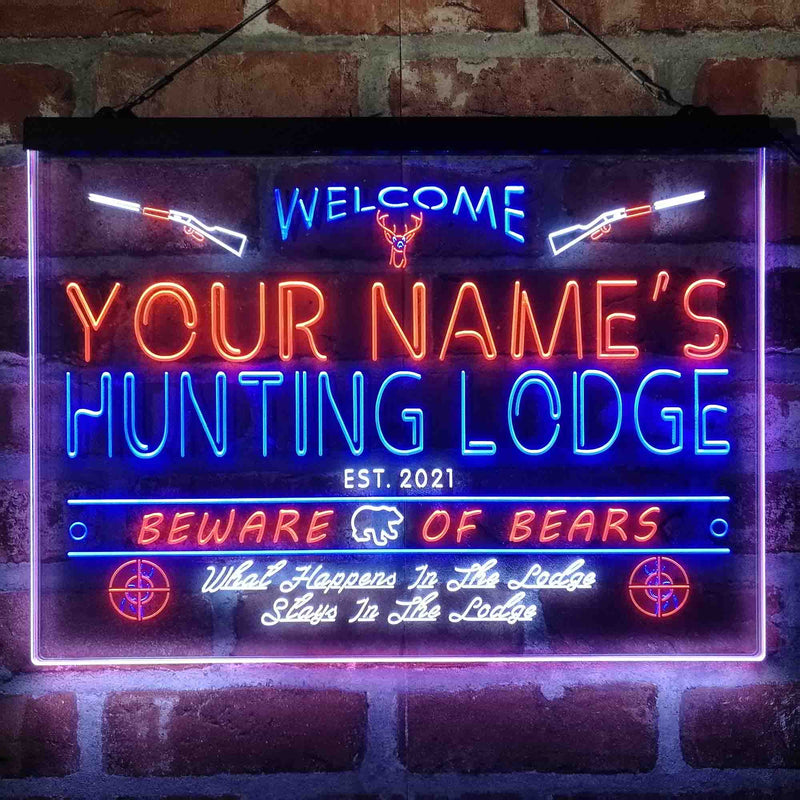Personalized Hunting Lodge Deluxe App-Enabled 3-Color LED Light Sign - LED Gift Works
