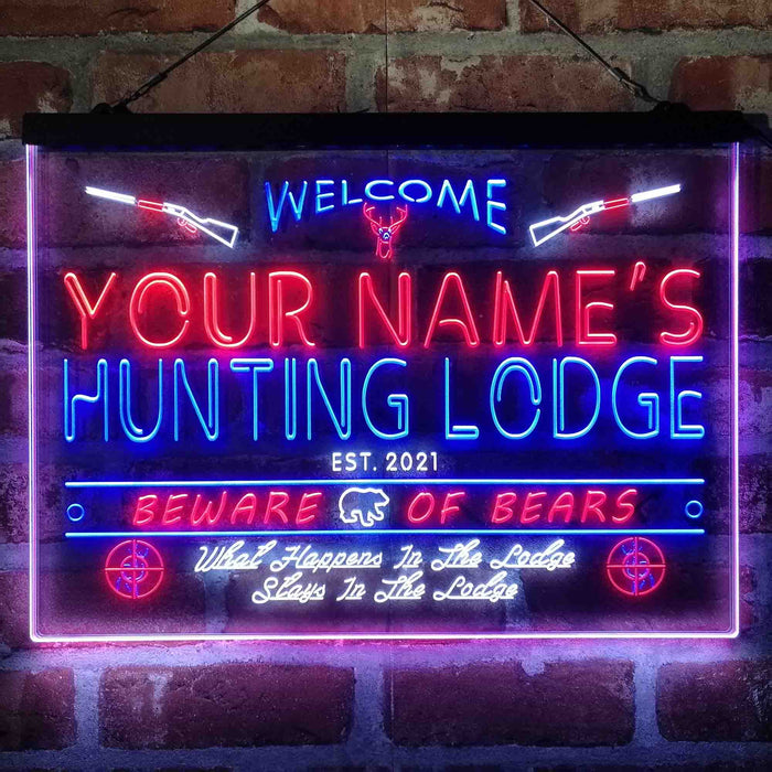 Personalized Hunting Lodge Deluxe App-Enabled 3-Color LED Light Sign - Way Up Gifts