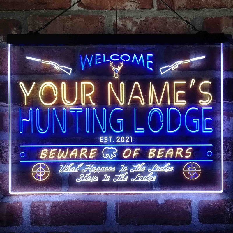 Personalized Hunting Lodge Deluxe App-Enabled 3-Color LED Light Sign - LED Gift Works