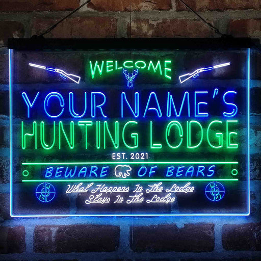 Personalized Hunting Lodge Deluxe App-Enabled 3-Color LED Light Sign - LED Gift Works