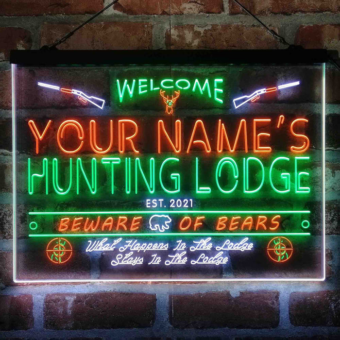 Personalized Hunting Lodge Deluxe App-Enabled 3-Color LED Light Sign - Way Up Gifts