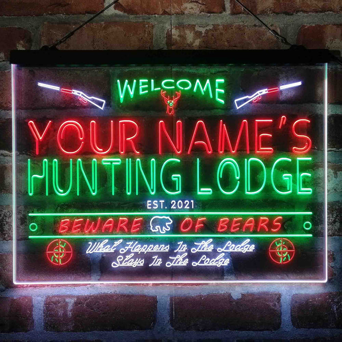 Personalized Hunting Lodge Deluxe App-Enabled 3-Color LED Light Sign - Way Up Gifts