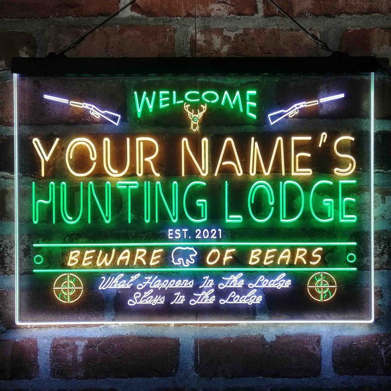 Personalized Hunting Lodge Deluxe App-Enabled 3-Color LED Light Sign - LED Gift Works