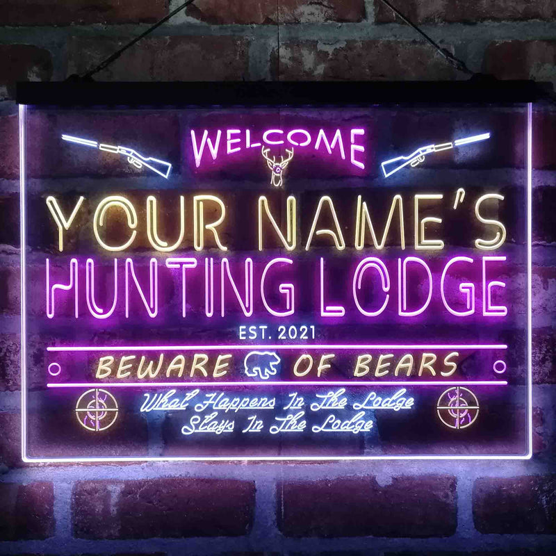 Personalized Hunting Lodge Deluxe App-Enabled 3-Color LED Light Sign - LED Gift Works