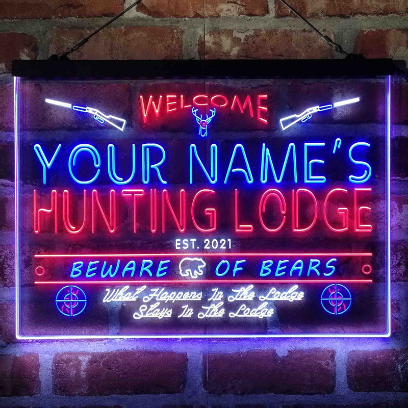 Personalized Hunting Lodge Deluxe App-Enabled 3-Color LED Light Sign - LED Gift Works