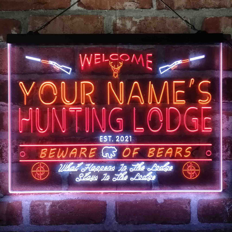 Personalized Hunting Lodge Deluxe App-Enabled 3-Color LED Light Sign - LED Gift Works