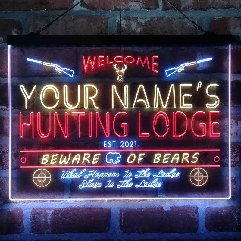 Personalized Hunting Lodge Deluxe App-Enabled 3-Color LED Light Sign - LED Gift Works