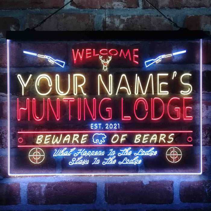 Personalized Hunting Lodge Deluxe App-Enabled 3-Color LED Light Sign - Way Up Gifts