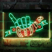 Good Vibes Hand Rock n Roll Deluxe App-Enabled 3-Color LED Light Sign - LED Gift Works