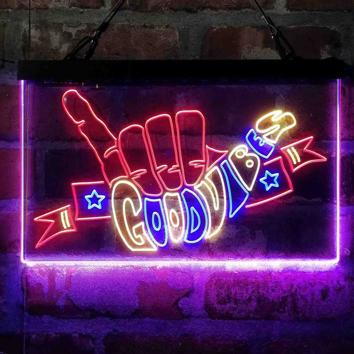 Good Vibes Hand Rock n Roll Deluxe App-Enabled 3-Color LED Light Sign - Way Up Gifts