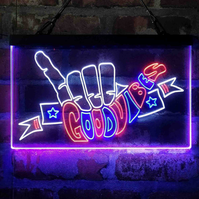 Good Vibes Hand Rock n Roll Deluxe App-Enabled 3-Color LED Light Sign - LED Gift Works
