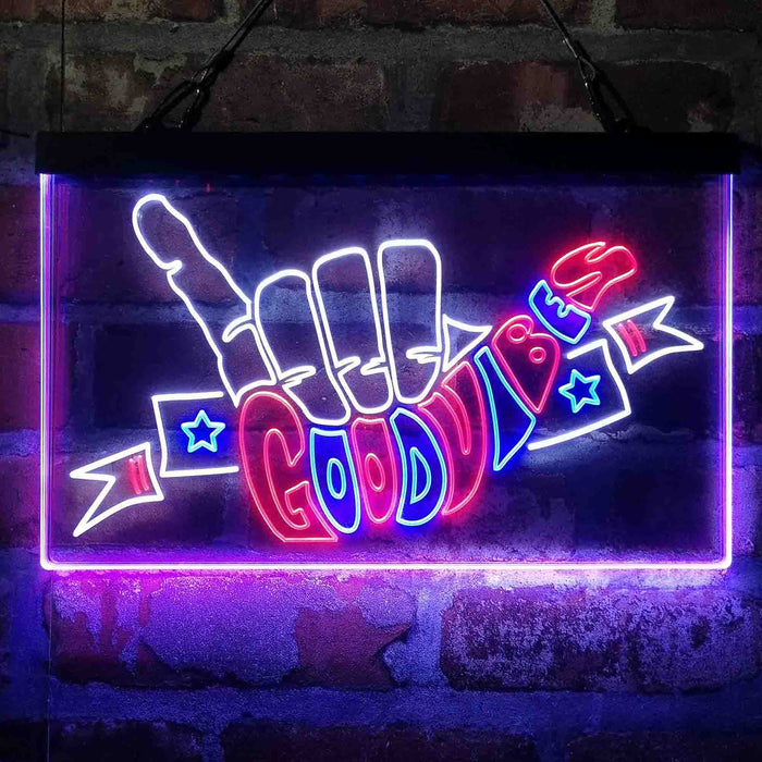 Good Vibes Hand Rock n Roll Deluxe App-Enabled 3-Color LED Light Sign - Way Up Gifts
