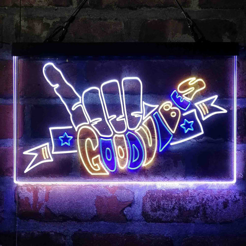 Good Vibes Hand Rock n Roll Deluxe App-Enabled 3-Color LED Light Sign - LED Gift Works