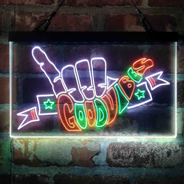 Good Vibes Hand Rock n Roll Deluxe App-Enabled 3-Color LED Light Sign - Way Up Gifts
