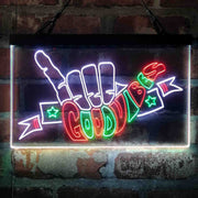 Good Vibes Hand Rock n Roll Deluxe App-Enabled 3-Color LED Light Sign - LED Gift Works