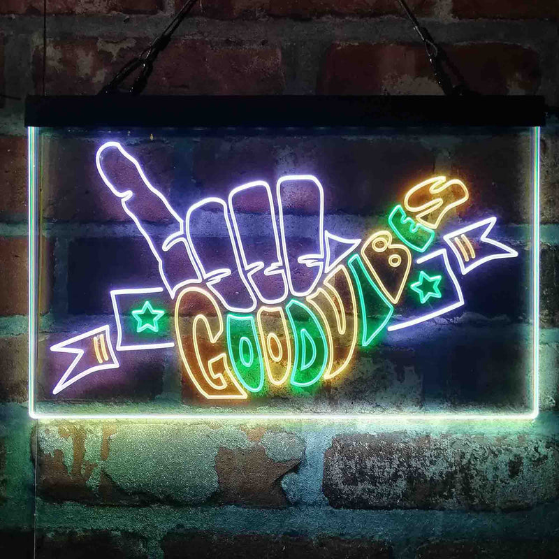 Good Vibes Hand Rock n Roll Deluxe App-Enabled 3-Color LED Light Sign - LED Gift Works