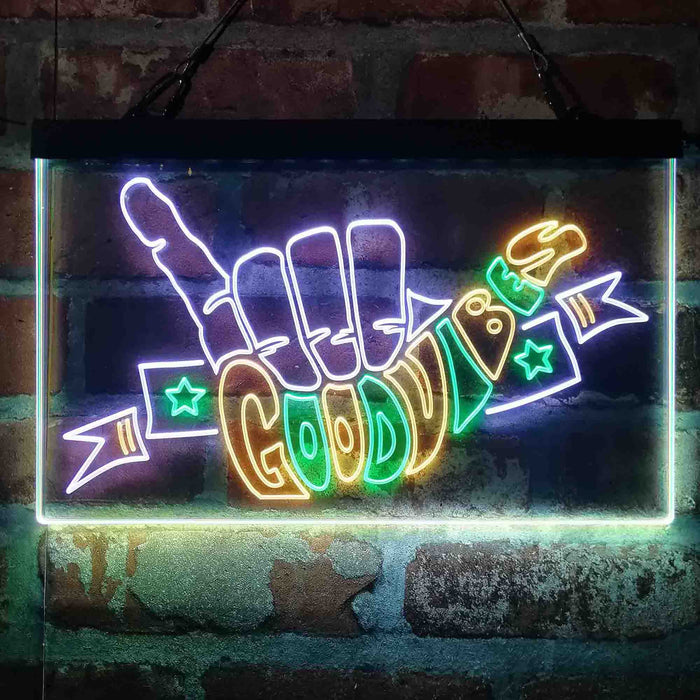 Good Vibes Hand Rock n Roll Deluxe App-Enabled 3-Color LED Light Sign - Way Up Gifts