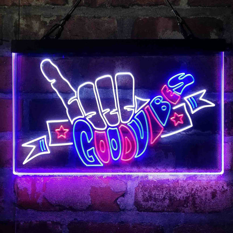 Good Vibes Hand Rock n Roll Deluxe App-Enabled 3-Color LED Light Sign - LED Gift Works