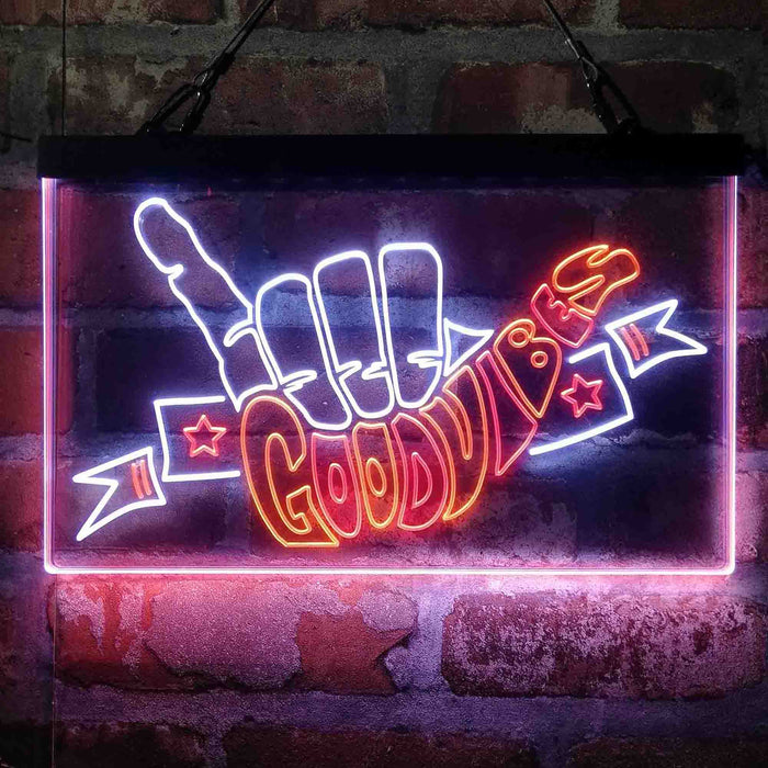 Good Vibes Hand Rock n Roll Deluxe App-Enabled 3-Color LED Light Sign - Way Up Gifts