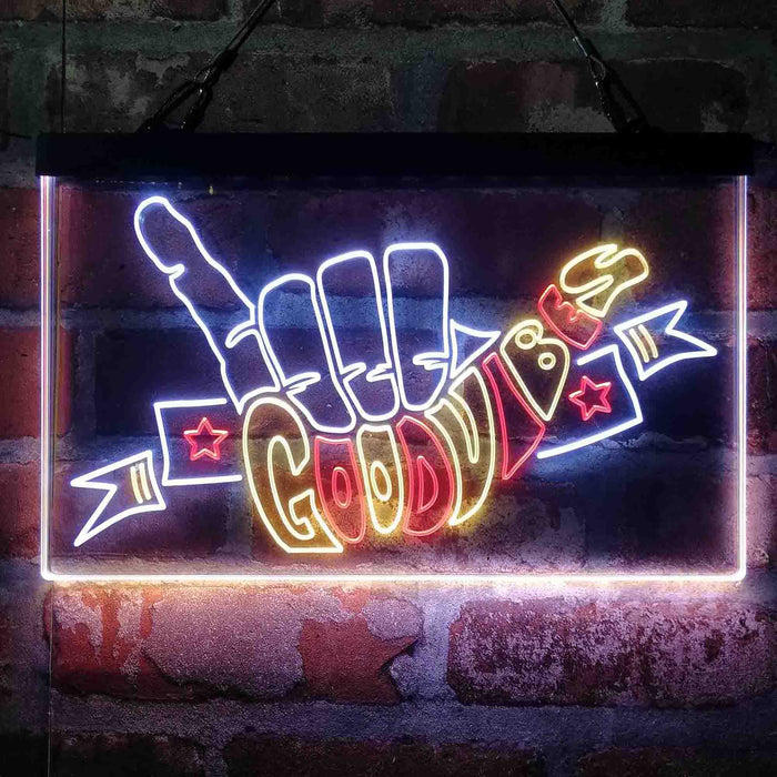 Good Vibes Hand Rock n Roll Deluxe App-Enabled 3-Color LED Light Sign - Way Up Gifts