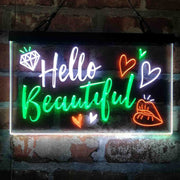 Hello Beautiful Lady Room Decoration Deluxe App-Enabled 3-Color LED Light Sign | LED Wall Decor - LED Gift Works