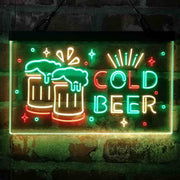 Cold Beer Bar Decoration Beer Mugs Deluxe App-Enabled 3-Color LED Light Sign | LED Wall Decor - LED Gift Works