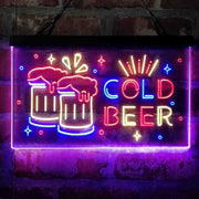 Cold Beer Bar Decoration Beer Mugs Deluxe App-Enabled 3-Color LED Light Sign | LED Wall Decor - LED Gift Works