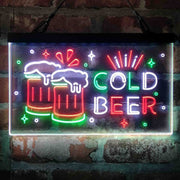 Cold Beer Bar Decoration Beer Mugs Deluxe App-Enabled 3-Color LED Light Sign | LED Wall Decor - LED Gift Works