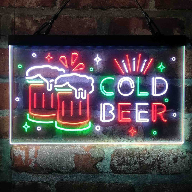 Cold Beer Bar Decoration Beer Mugs Deluxe App-Enabled 3-Color LED Light Sign | LED Wall Decor - LED Gift Works