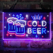 Cold Beer Bar Decoration Beer Mugs Deluxe App-Enabled 3-Color LED Light Sign | LED Wall Decor - LED Gift Works