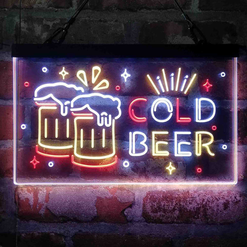 Cold Beer Bar Decoration Beer Mugs Deluxe App-Enabled 3-Color LED Light Sign | LED Wall Decor - LED Gift Works