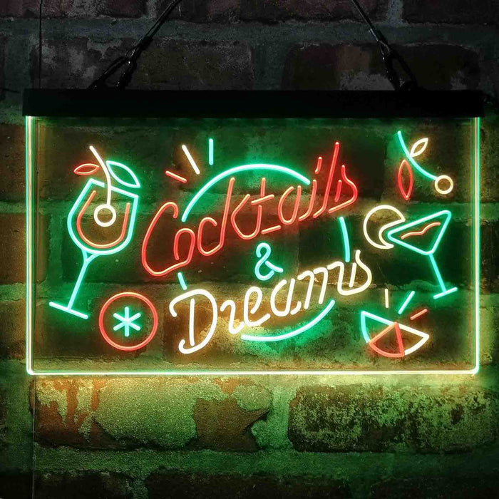 Cocktails & Dreams Bar Drinks Deluxe App-Enabled 3-Color LED Light Sign - Way Up Gifts