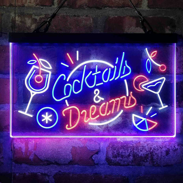 Cocktails & Dreams Bar Drinks Deluxe App-Enabled 3-Color LED Light Sign - Way Up Gifts