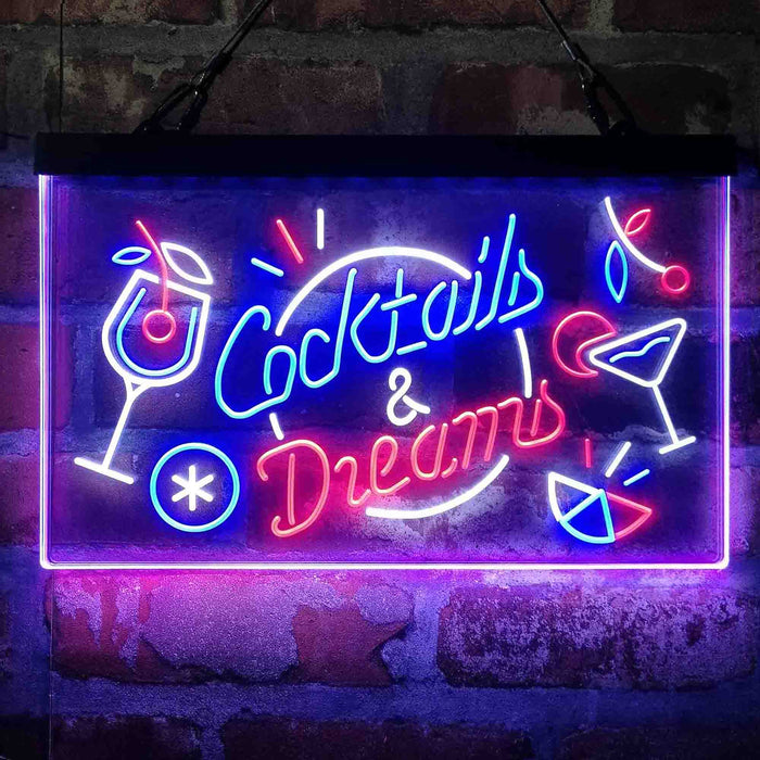 Cocktails & Dreams Bar Drinks Deluxe App-Enabled 3-Color LED Light Sign - Way Up Gifts