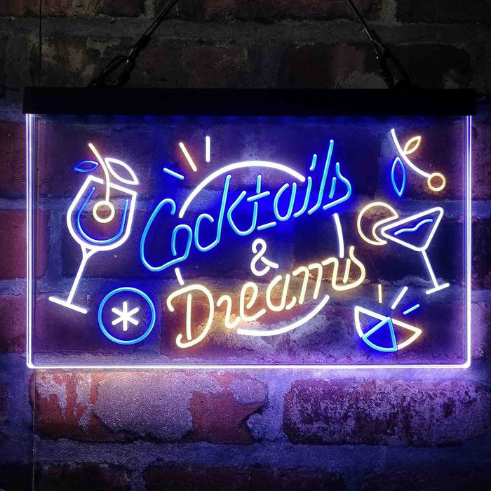 Cocktails & Dreams Bar Drinks Deluxe App-Enabled 3-Color LED Light Sign - Way Up Gifts