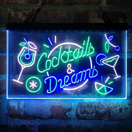 Cocktails & Dreams Bar Drinks Deluxe App-Enabled 3-Color LED Light Sign - LED Gift Works