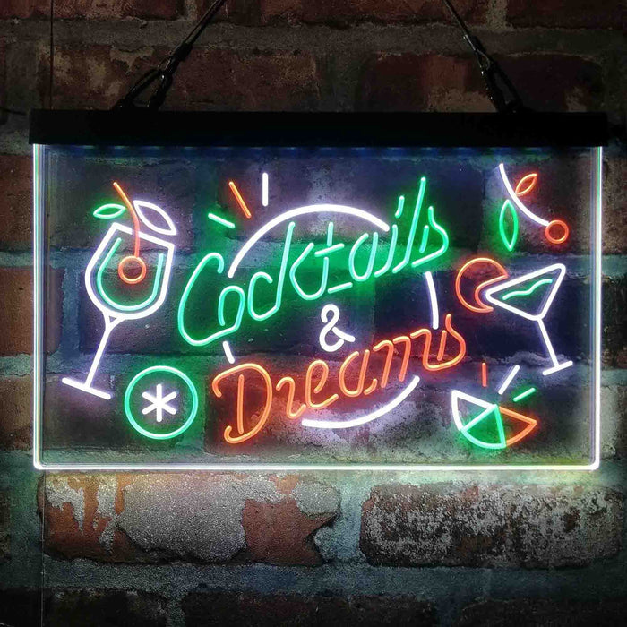 Cocktails & Dreams Bar Drinks Deluxe App-Enabled 3-Color LED Light Sign - Way Up Gifts