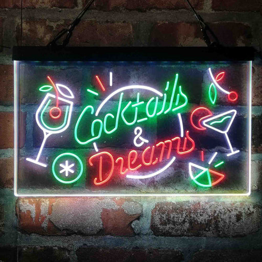 Cocktails & Dreams Bar Drinks Deluxe App-Enabled 3-Color LED Light Sign - Way Up Gifts