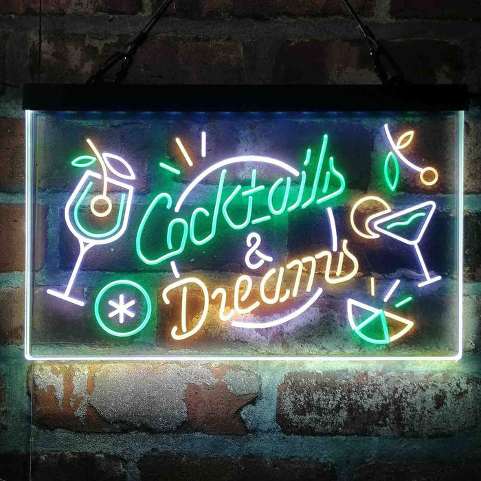 Cocktails & Dreams Bar Drinks Deluxe App-Enabled 3-Color LED Light Sign - Way Up Gifts